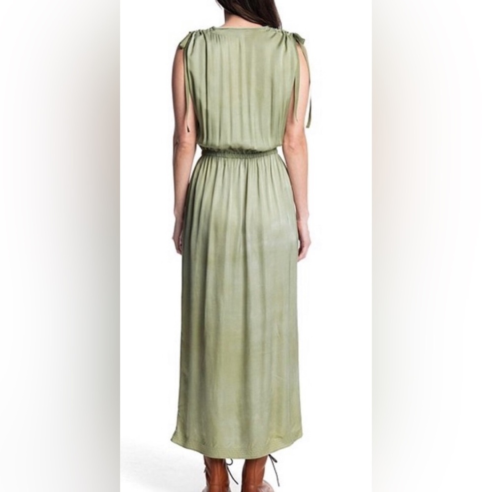 Frye. - Women’s Viscose draw string shoulder sleeveless maxi dress light green S - Picture 6 of 12